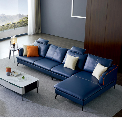 意式极简34米转角头层真皮沙发a01可定制尺寸颜色